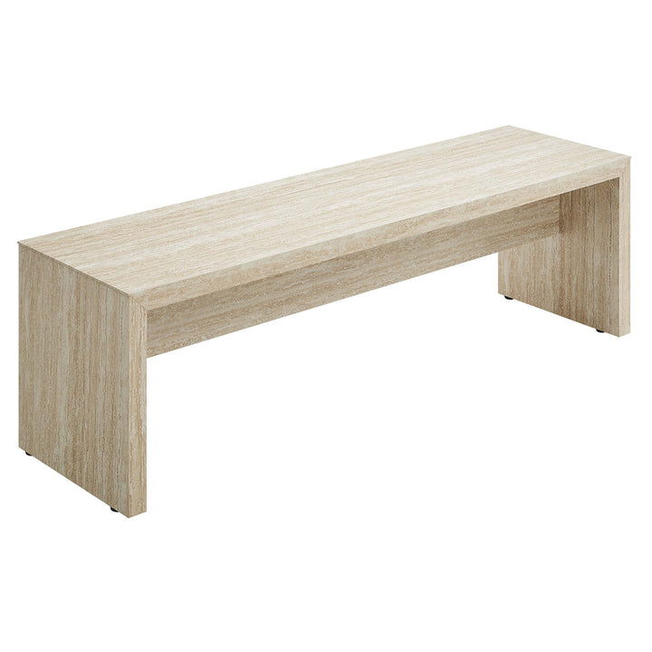 Mirella 62" Faux Travertine Long Bench in Travertine
