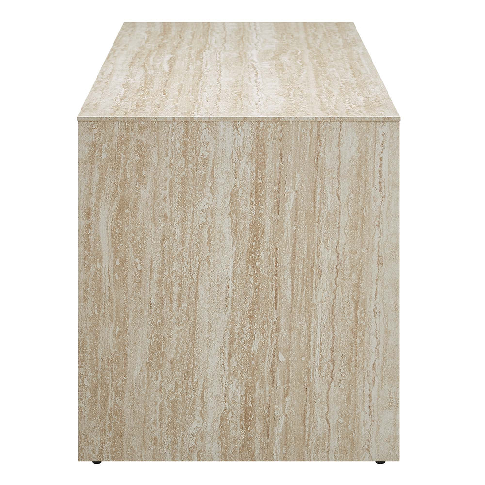 Mirella 62" Faux Travertine Long Bench in Travertine