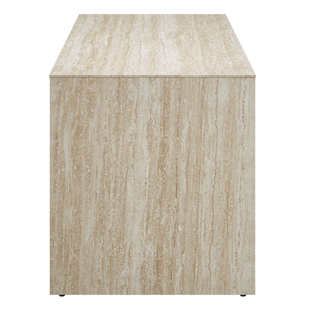 Mirella 62" Faux Travertine Long Bench in Travertine