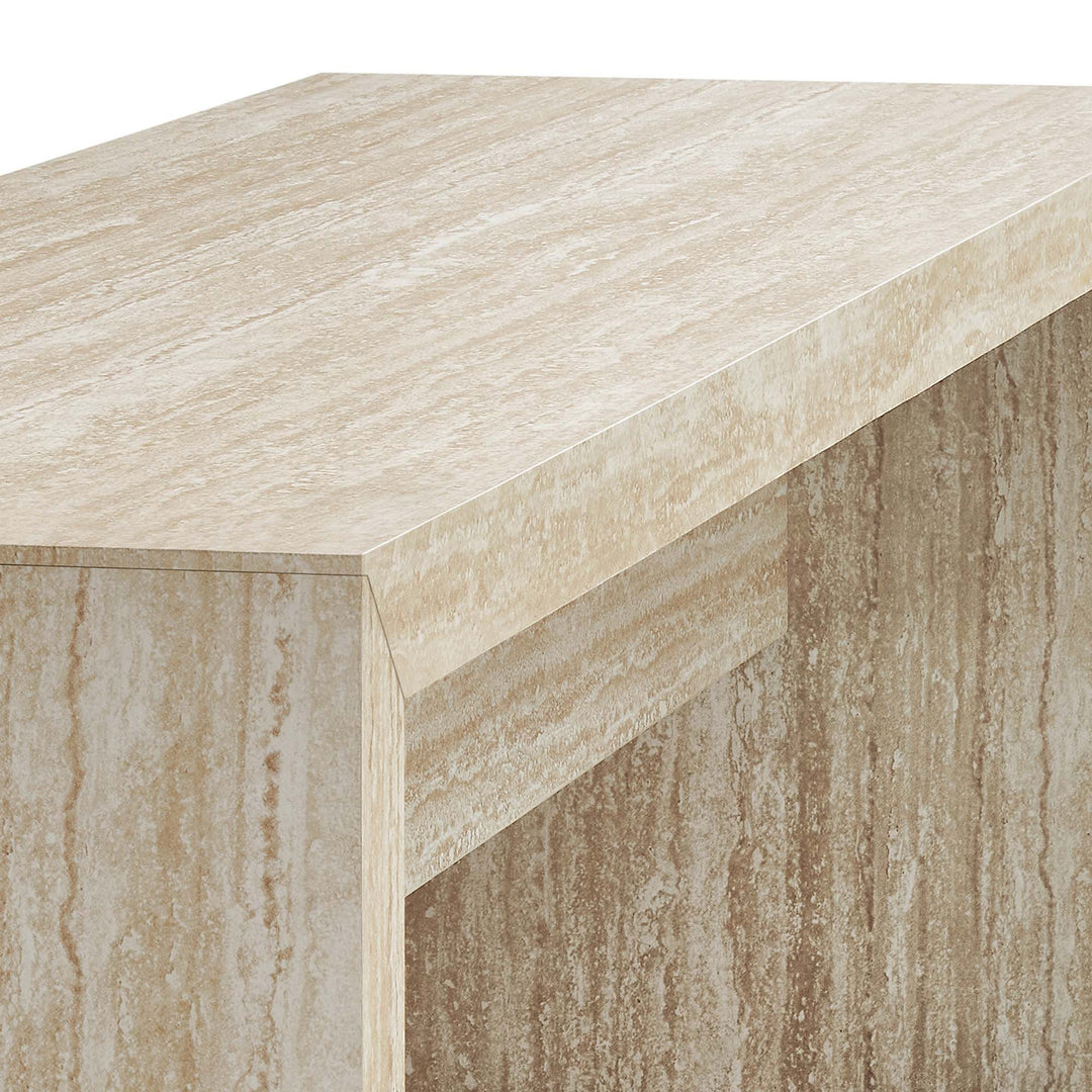 Mirella 62" Faux Travertine Long Bench in Travertine