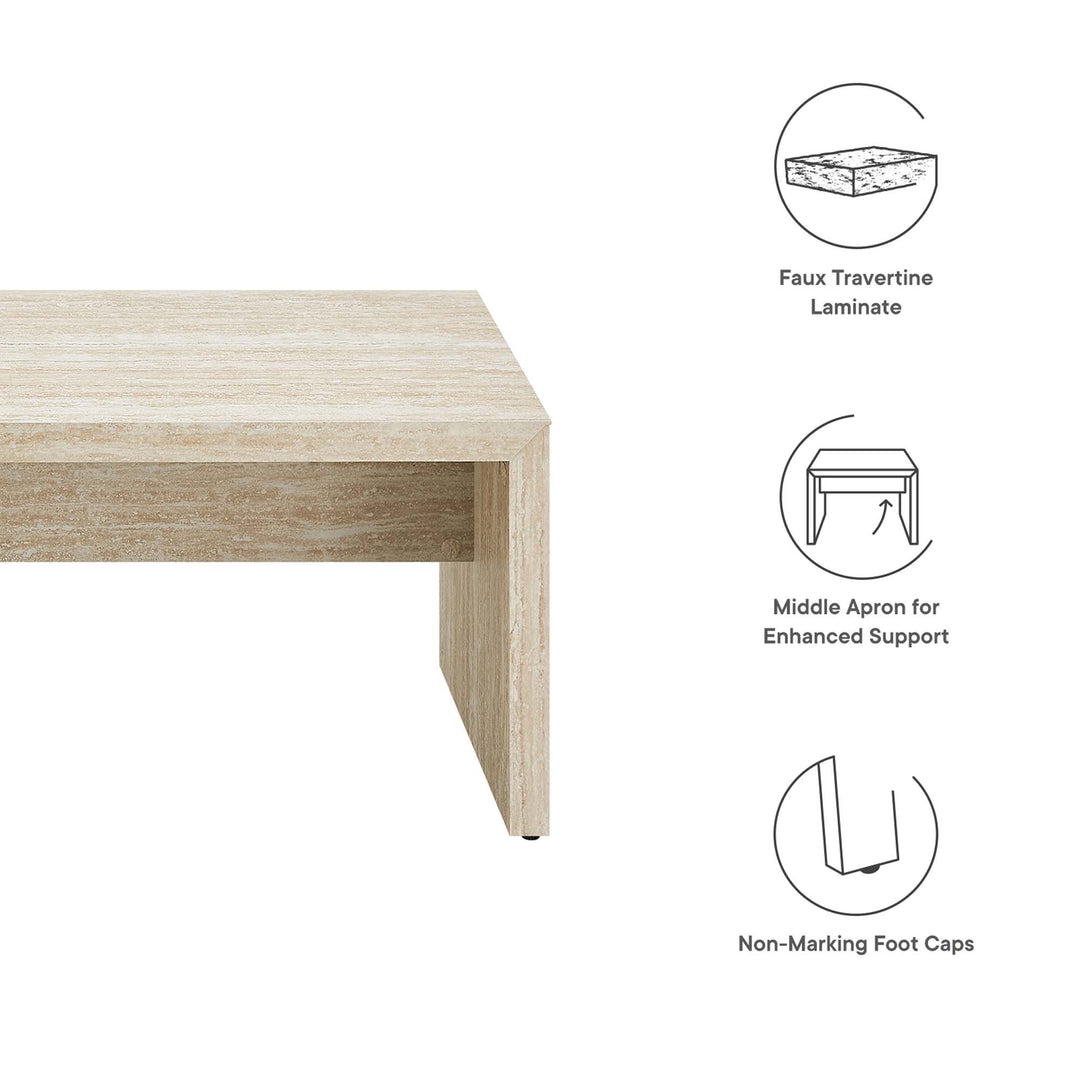 Mirella 62" Faux Travertine Long Bench in Travertine