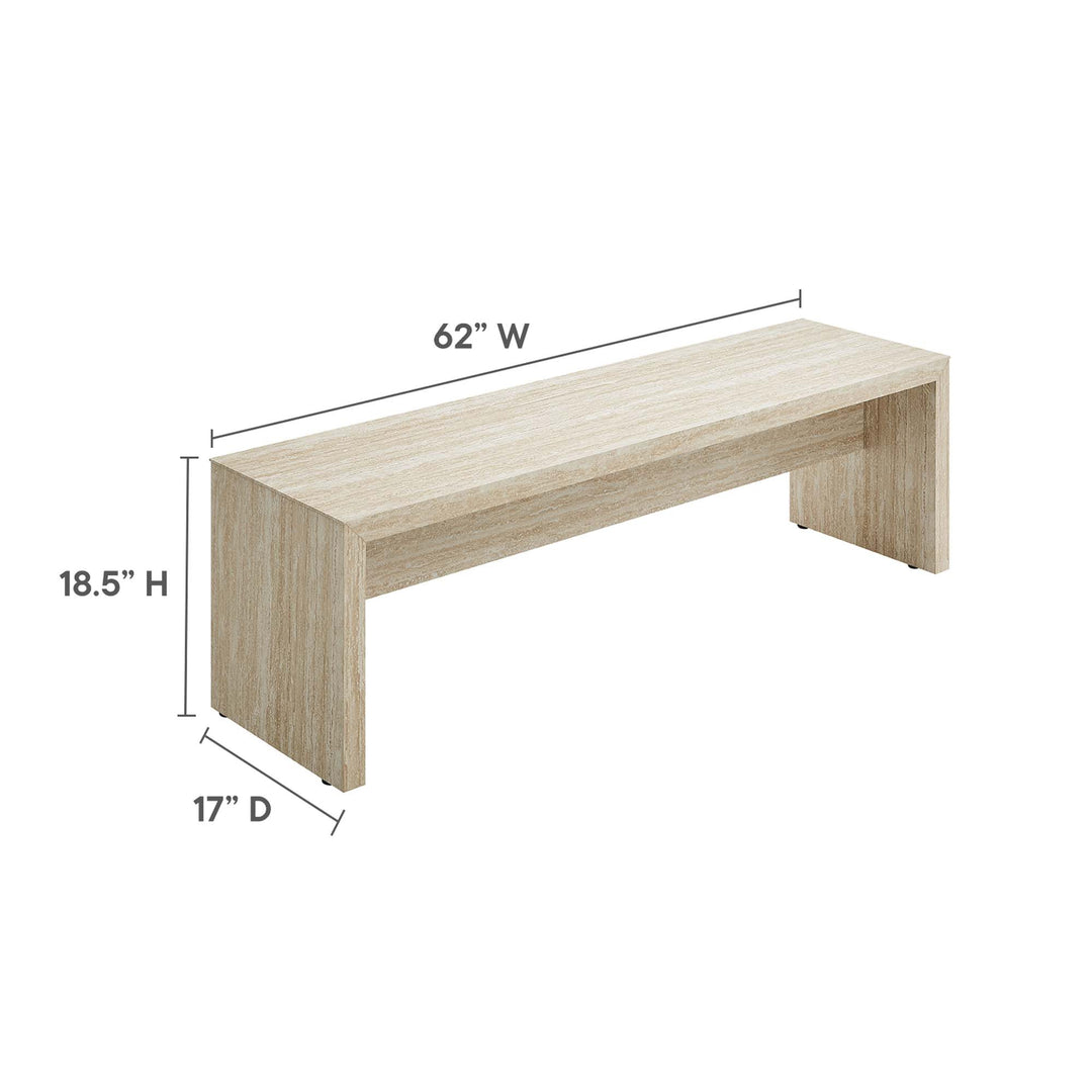 Mirella 62" Faux Travertine Long Bench in Travertine