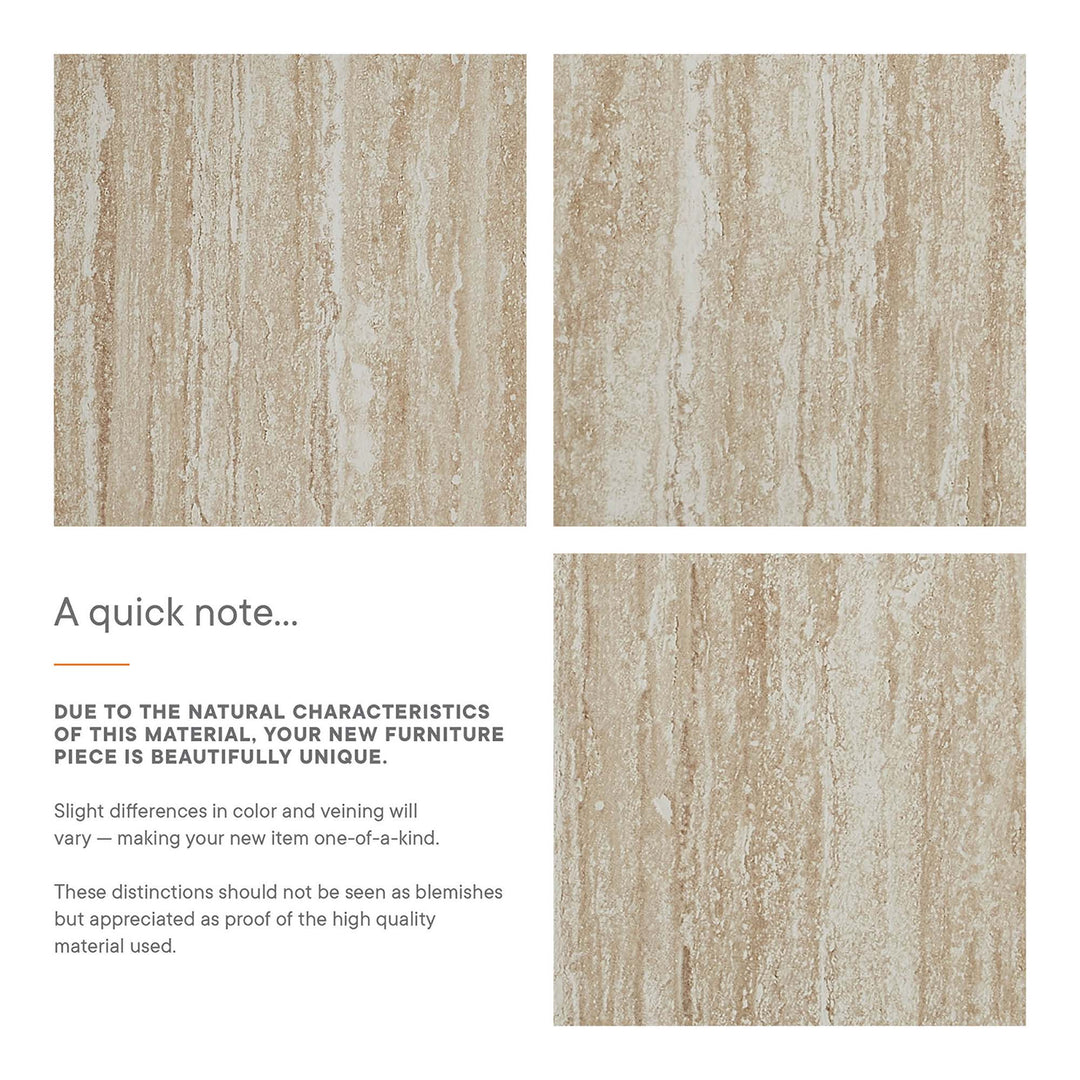 Mirella 62" Faux Travertine Long Bench in Travertine