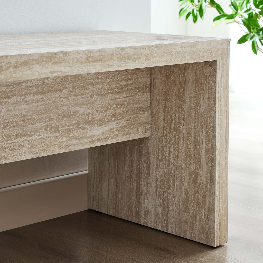 Mirella 62" Faux Travertine Long Bench in Travertine