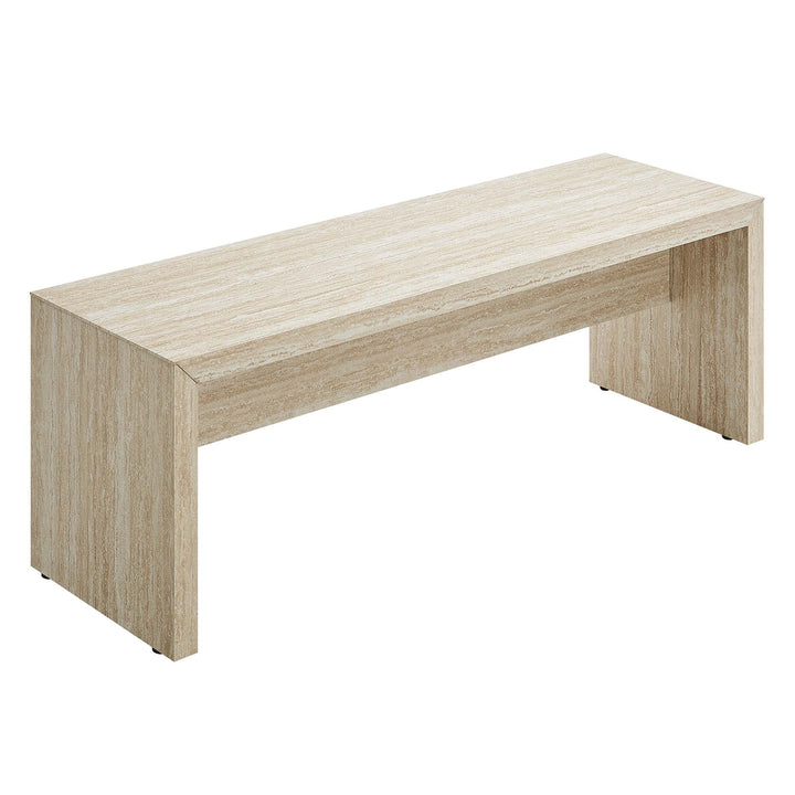 Mirella 53.5" Faux Travertine Bench in Travertine
