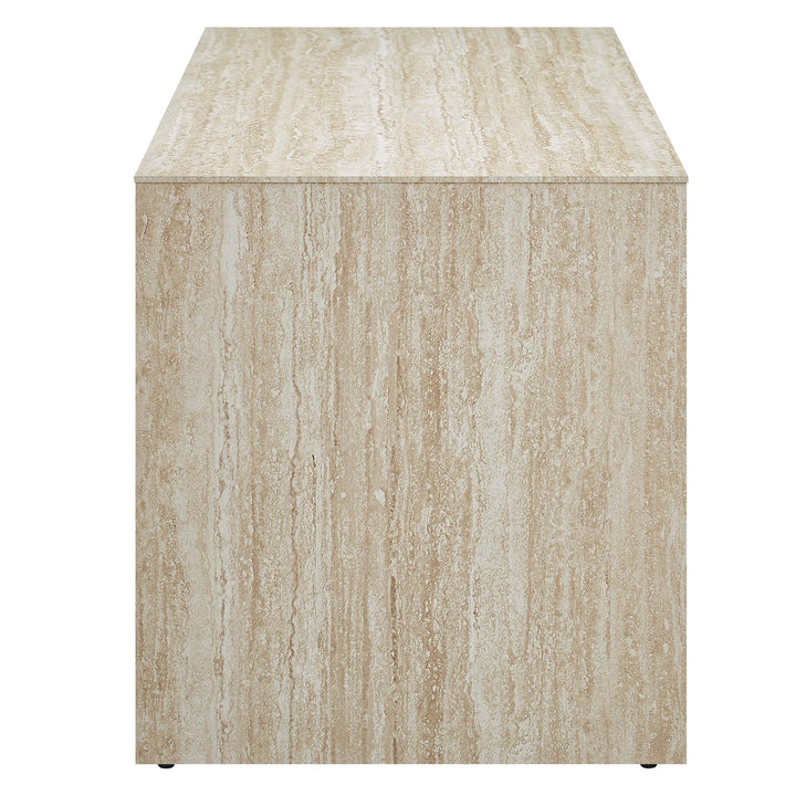 Mirella 53.5" Faux Travertine Bench in Travertine