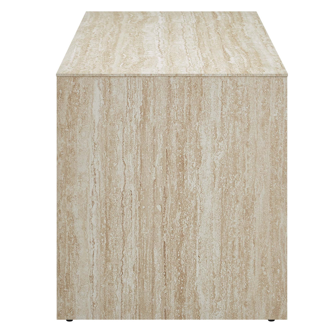 Mirella 53.5" Faux Travertine Bench in Travertine