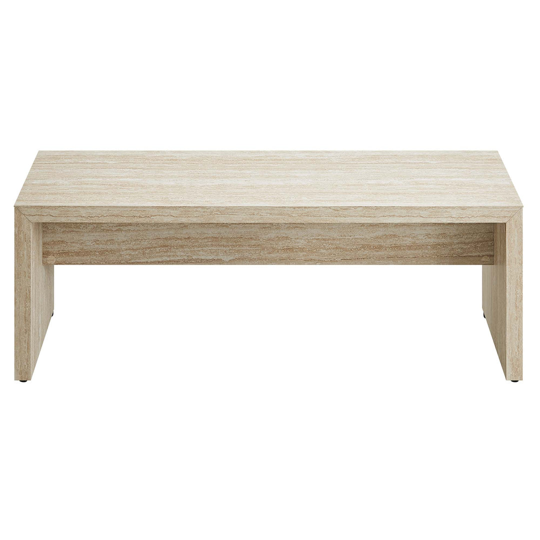 Mirella 53.5" Faux Travertine Bench in Travertine