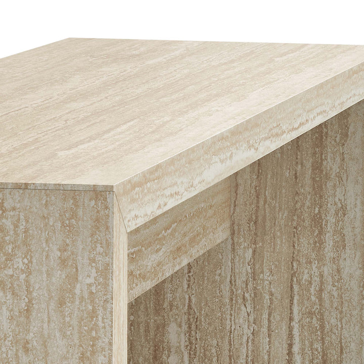 Mirella 53.5" Faux Travertine Bench in Travertine