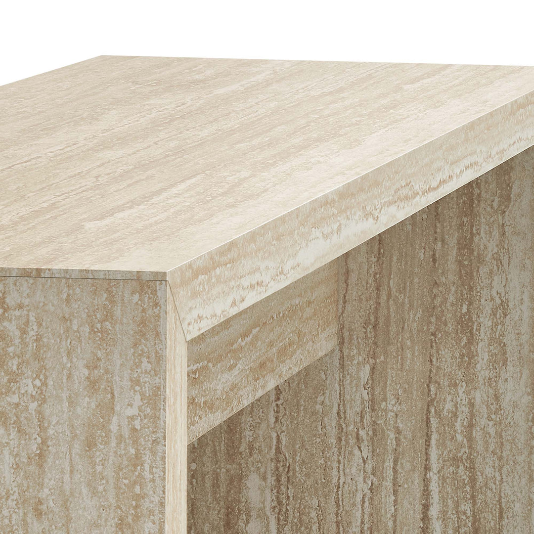 Mirella 53.5" Faux Travertine Bench in Travertine
