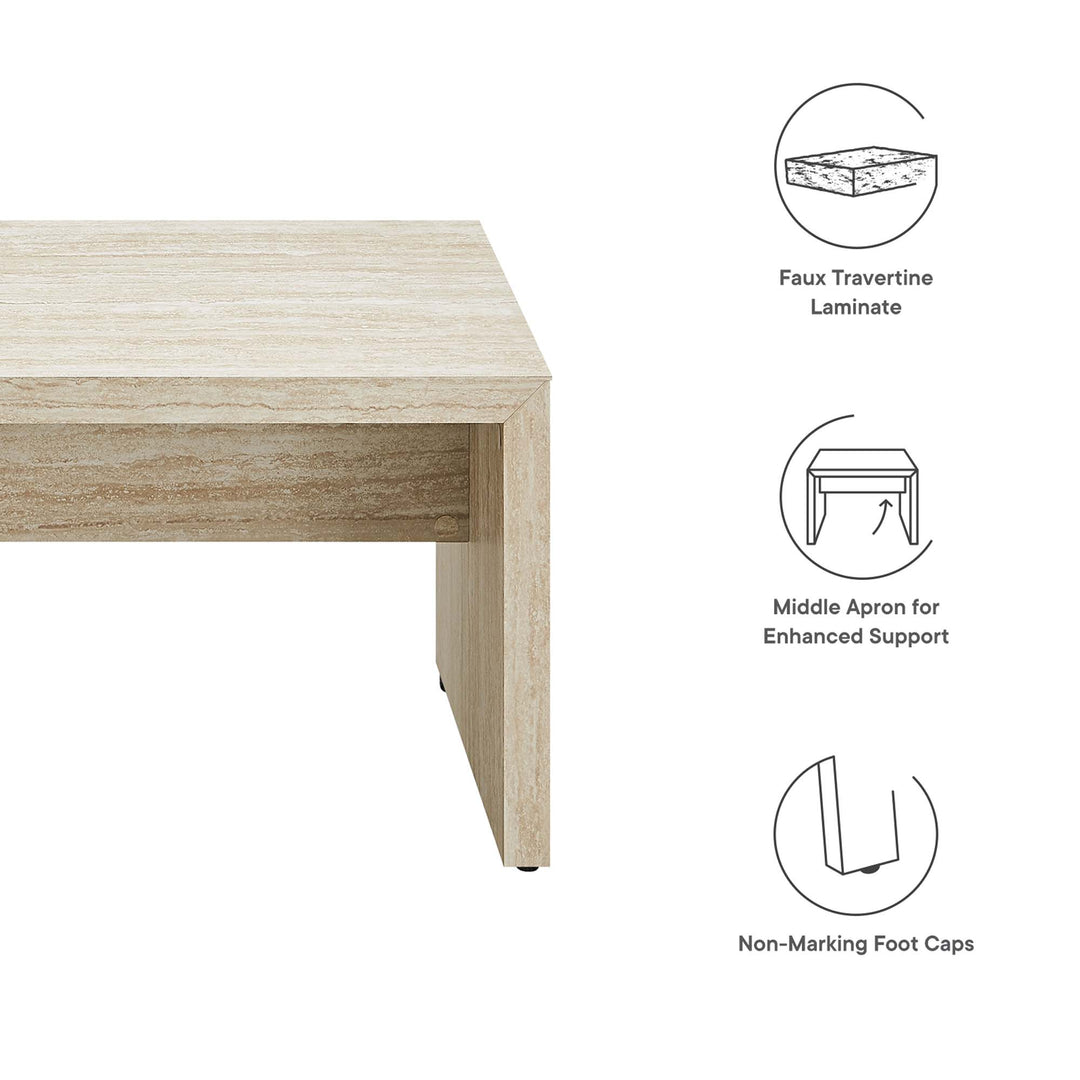 Mirella 53.5" Faux Travertine Bench in Travertine