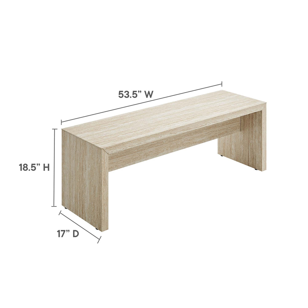 Mirella 53.5" Faux Travertine Bench in Travertine