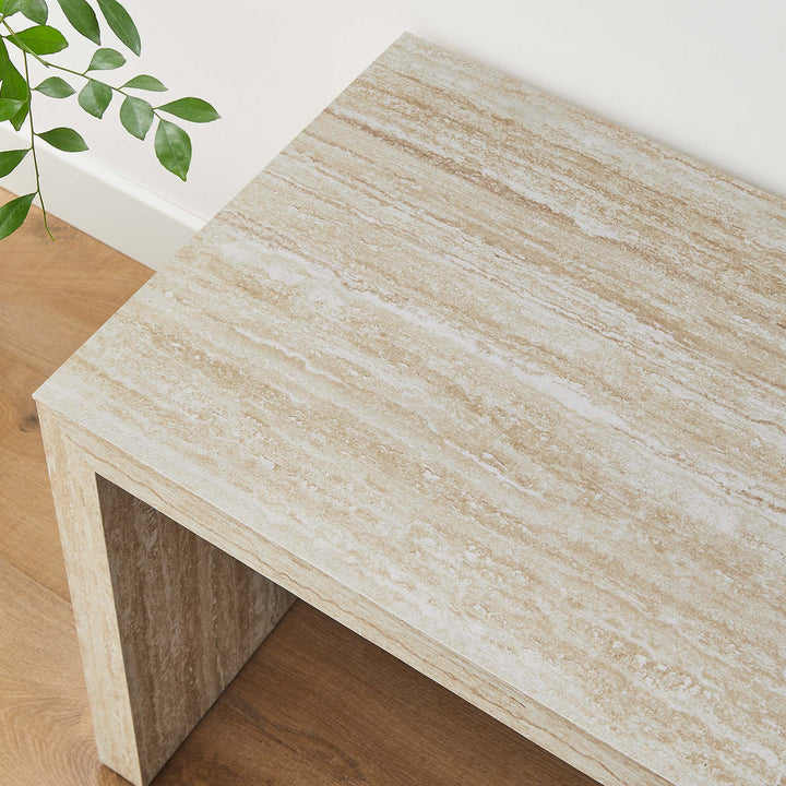 Mirella 53.5" Faux Travertine Bench in Travertine