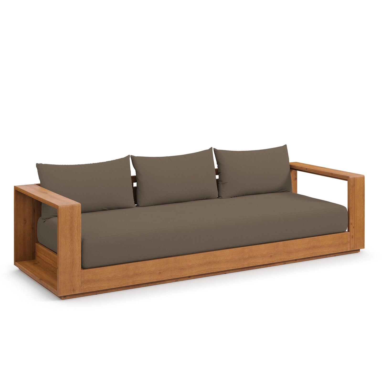 Tahoe Outdoor Patio Acacia Wood Sofa in Natural Cocoa
