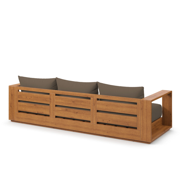 Tahoe Outdoor Patio Acacia Wood Sofa in Natural Cocoa