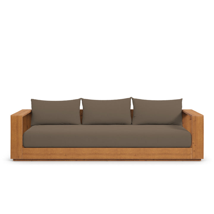 Tahoe Outdoor Patio Acacia Wood Sofa in Natural Cocoa