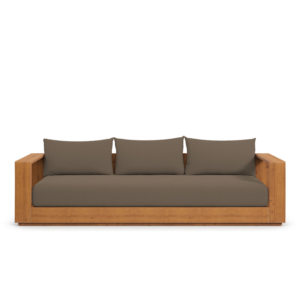 Tahoe Outdoor Patio Acacia Wood Sofa in Natural Cocoa