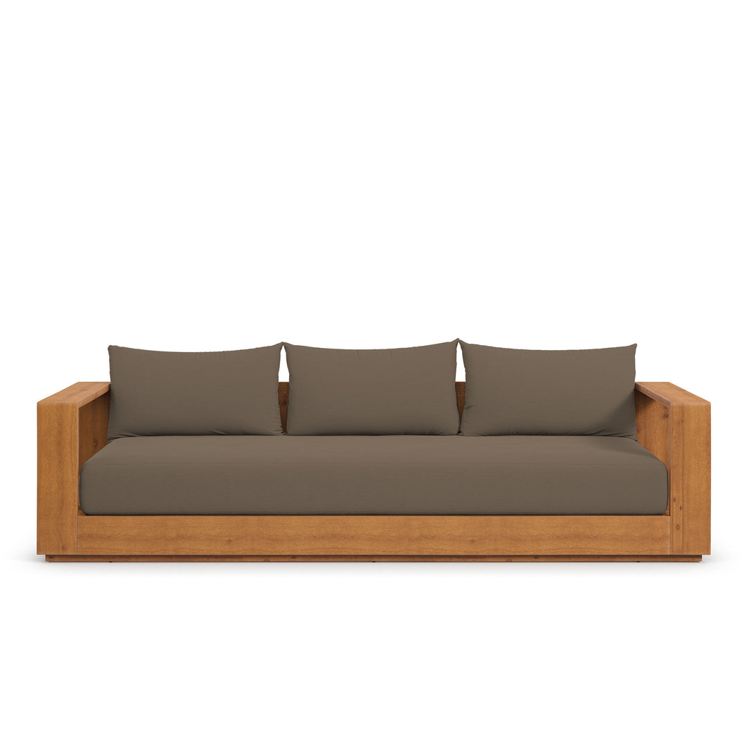 Tahoe Outdoor Patio Acacia Wood Sofa in Natural Cocoa
