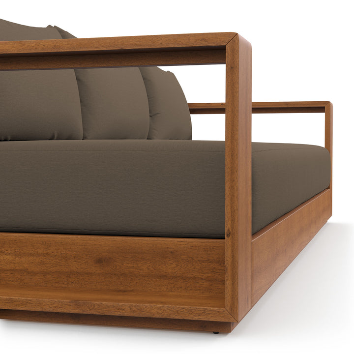 Tahoe Outdoor Patio Acacia Wood Sofa in Natural Cocoa