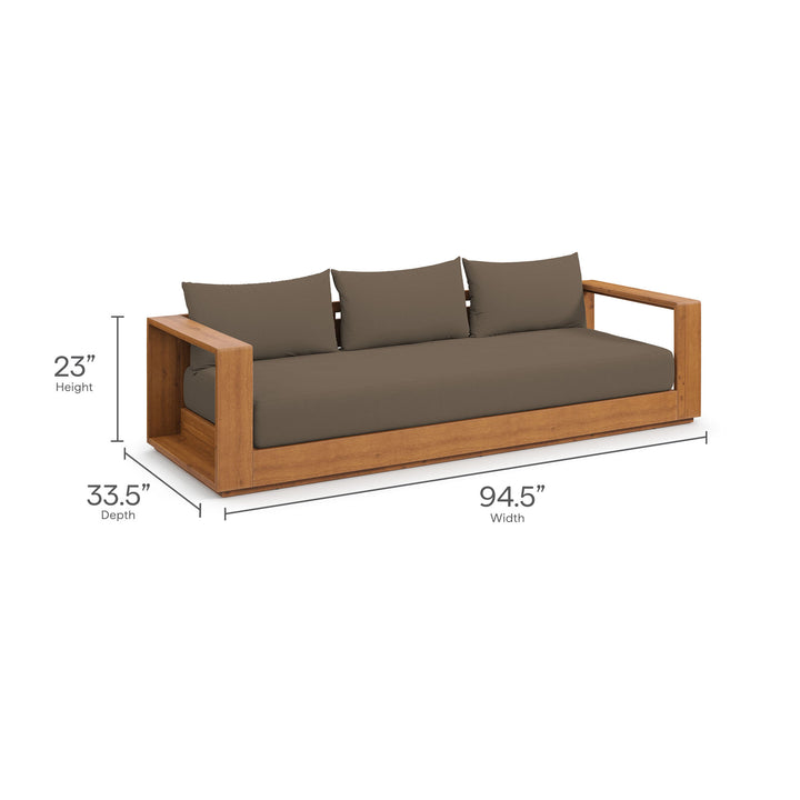 Tahoe Outdoor Patio Acacia Wood Sofa in Natural Cocoa