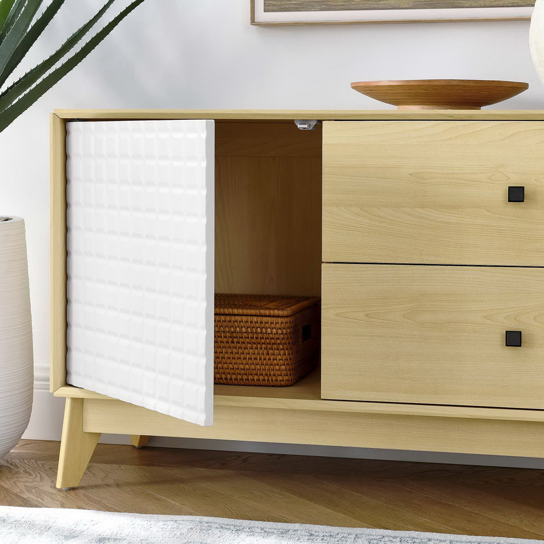 Nectar 43" Wood Grain Accent Cabinet in Natural White