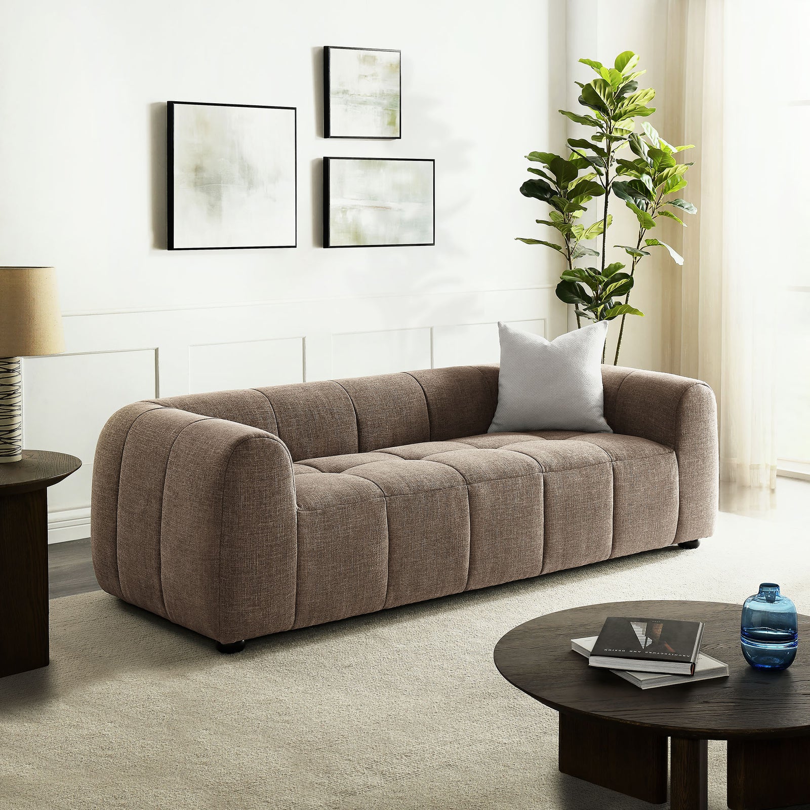 Liana Upholstered Fabric Sofa in Mocha