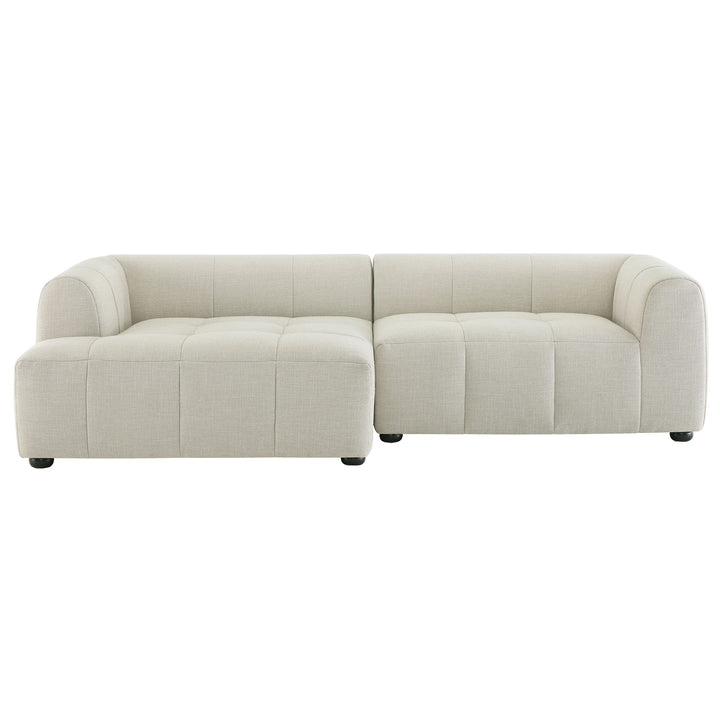 Liana Left-Facing Upholstered Fabric Modular Sofa with Chaise in Linen