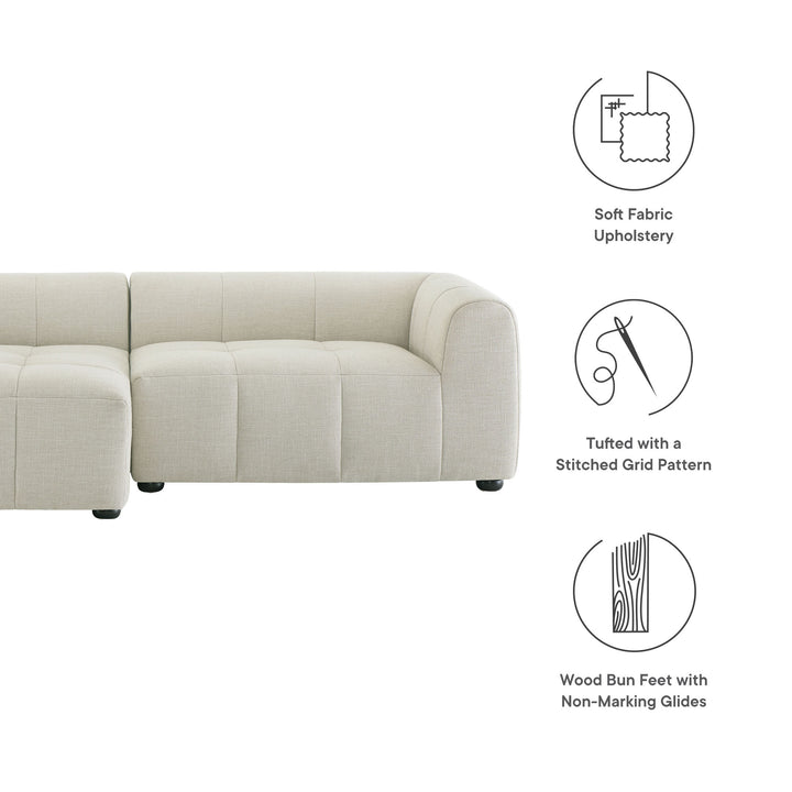 Liana Left-Facing Upholstered Fabric Modular Sofa with Chaise in Linen