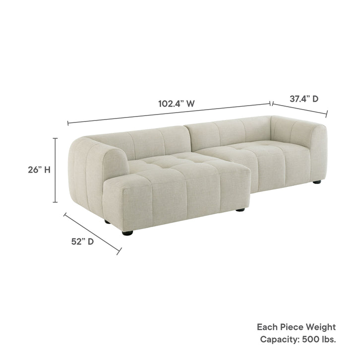 Liana Left-Facing Upholstered Fabric Modular Sofa with Chaise in Linen
