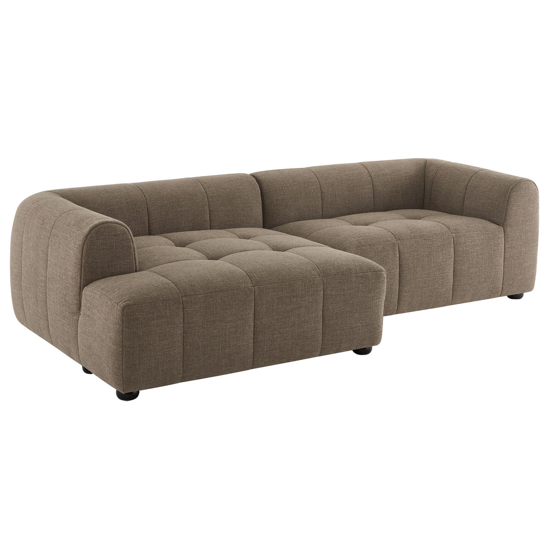Liana Left-Facing Upholstered Fabric Modular Sofa with Chaise in Mocha