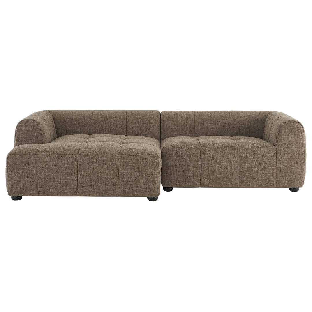 Liana Left-Facing Upholstered Fabric Modular Sofa with Chaise in Mocha