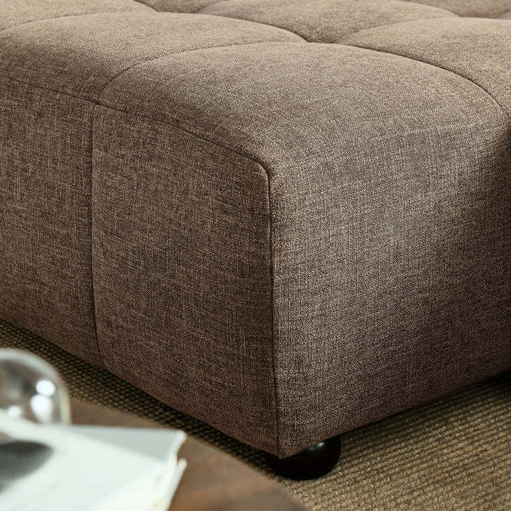 Liana Left-Facing Upholstered Fabric Modular Sofa with Chaise in Mocha