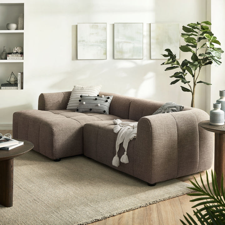 Liana Left-Facing Upholstered Fabric Modular Sofa with Chaise in Mocha