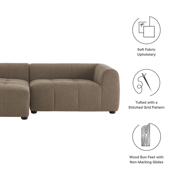 Liana Left-Facing Upholstered Fabric Modular Sofa with Chaise in Mocha