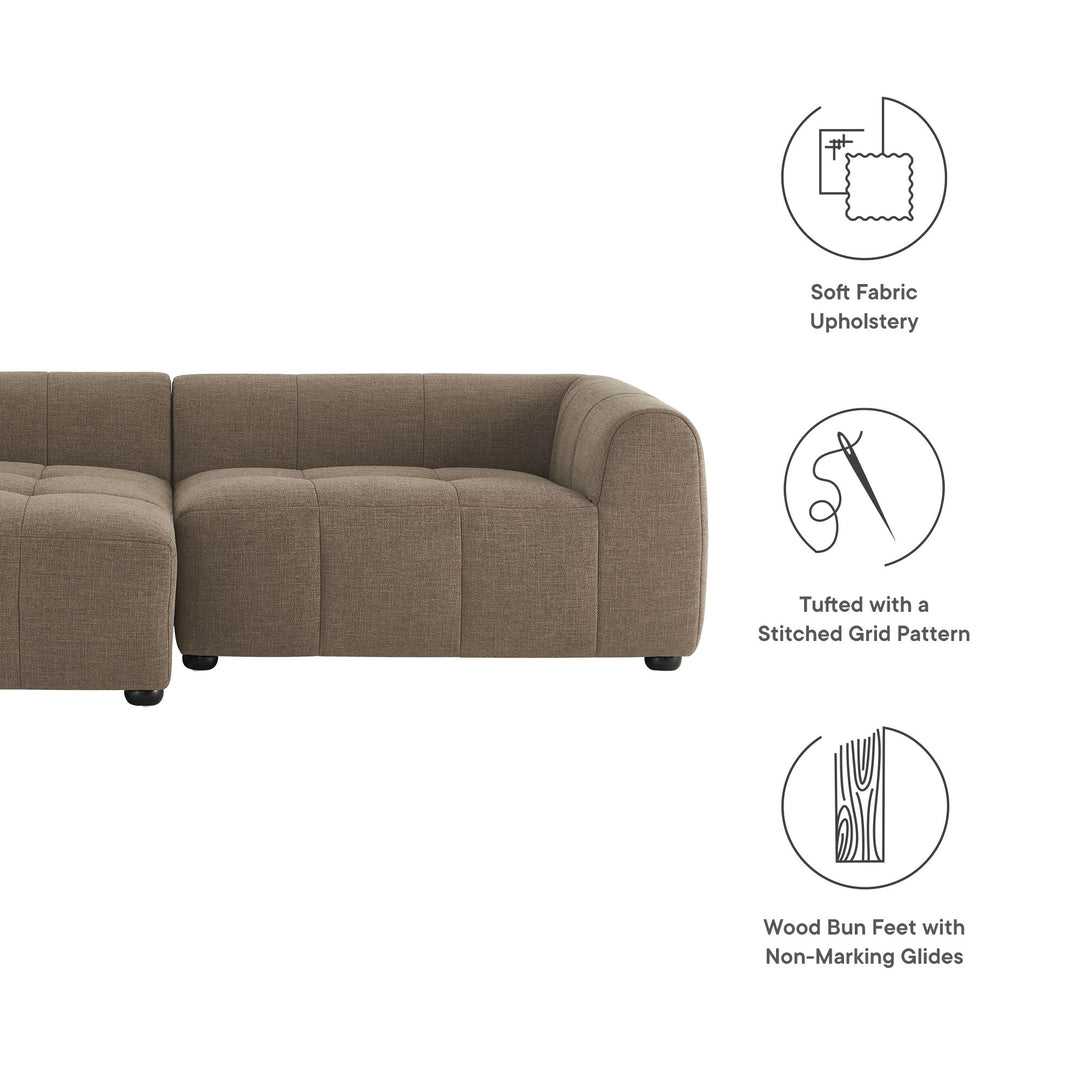 Liana Left-Facing Upholstered Fabric Modular Sofa with Chaise in Mocha