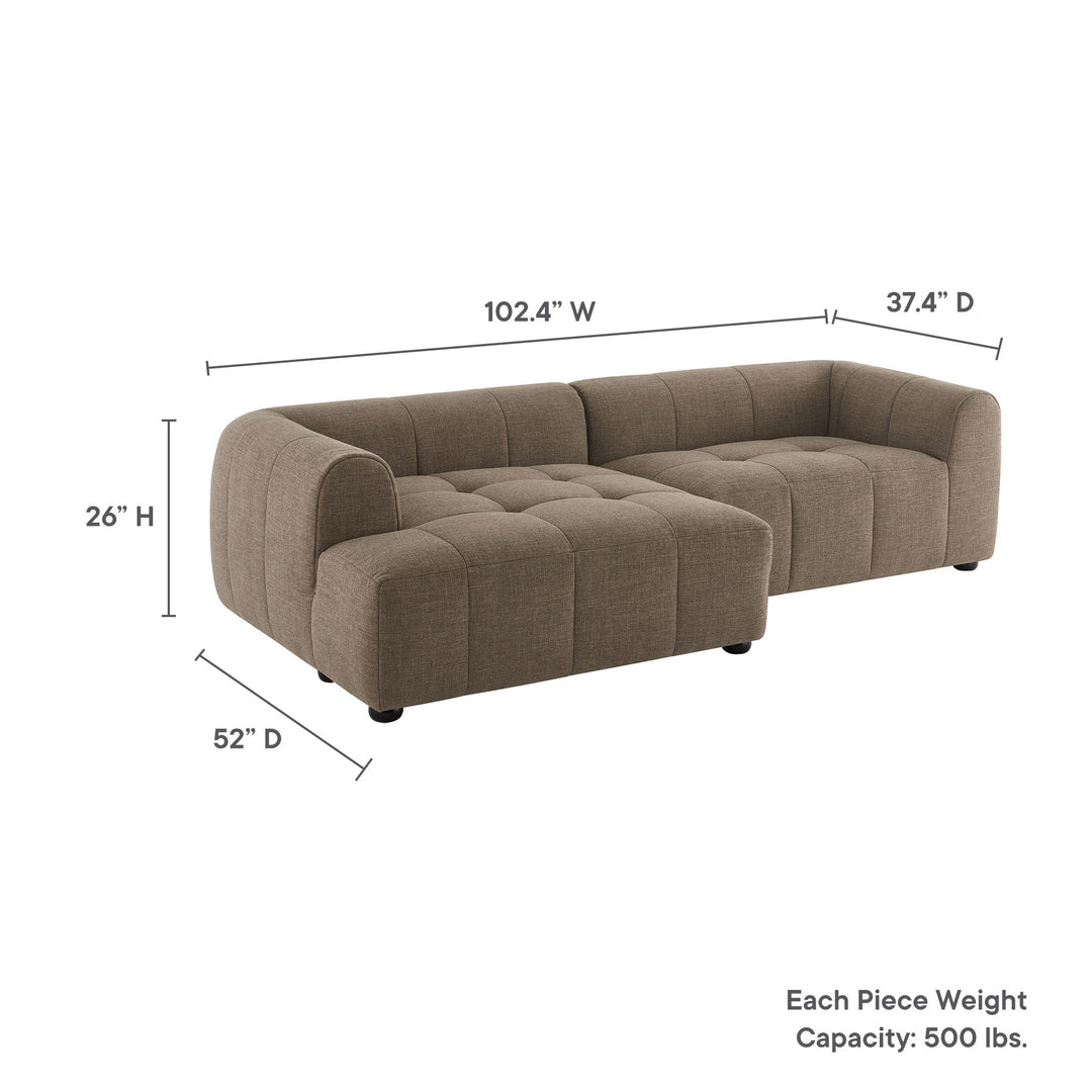 Liana Left-Facing Upholstered Fabric Modular Sofa with Chaise in Mocha