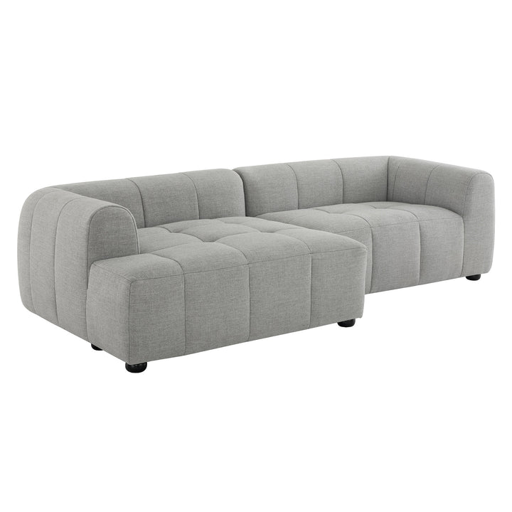 Liana Left-Facing Upholstered Fabric Modular Sofa with Chaise in Pewter