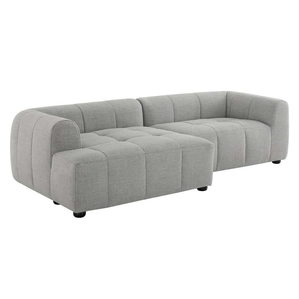 Liana Left-Facing Upholstered Fabric Modular Sofa with Chaise in Pewter