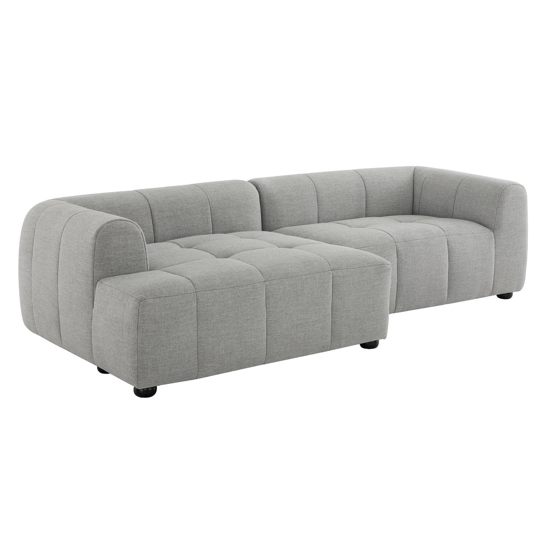 Liana Left-Facing Upholstered Fabric Modular Sofa with Chaise in Pewter