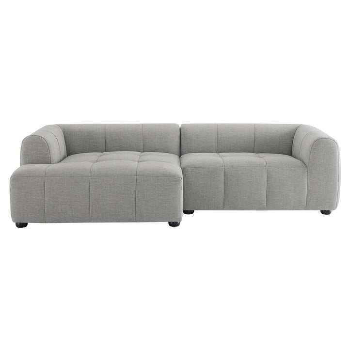 Liana Left-Facing Upholstered Fabric Modular Sofa with Chaise in Pewter