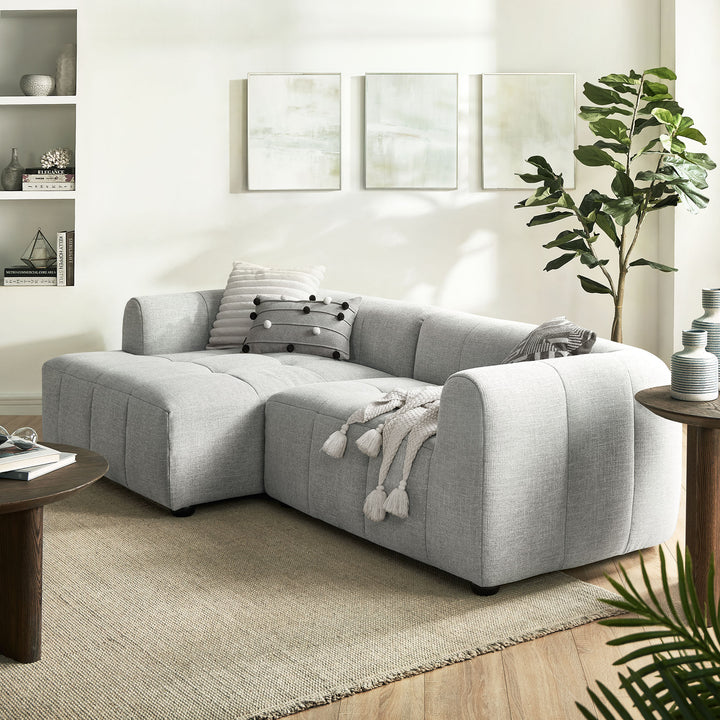 Liana Left-Facing Upholstered Fabric Modular Sofa with Chaise in Pewter