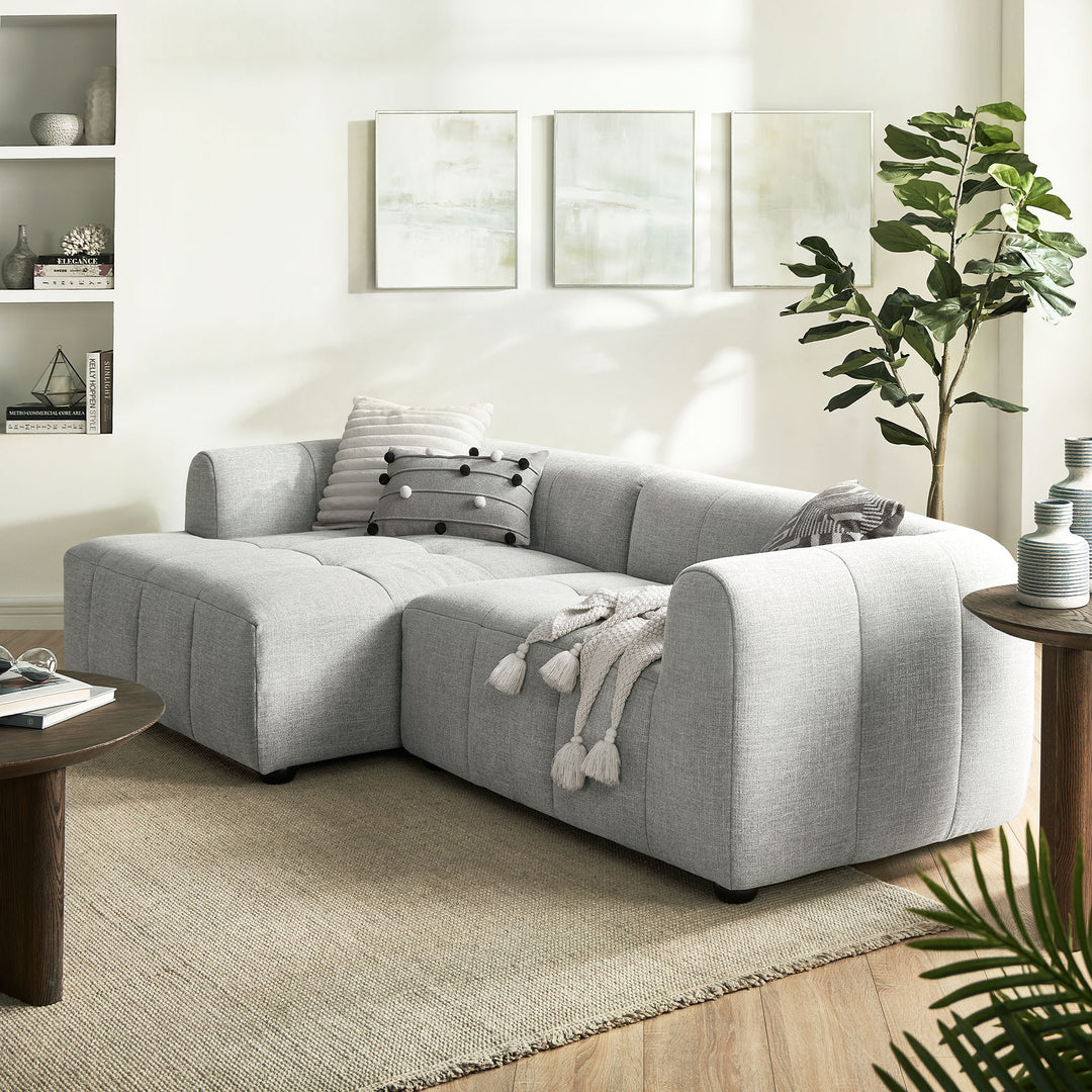 Liana Left-Facing Upholstered Fabric Modular Sofa with Chaise in Pewter