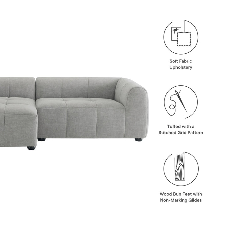 Liana Left-Facing Upholstered Fabric Modular Sofa with Chaise in Pewter