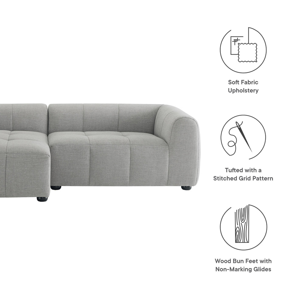 Liana Left-Facing Upholstered Fabric Modular Sofa with Chaise in Pewter