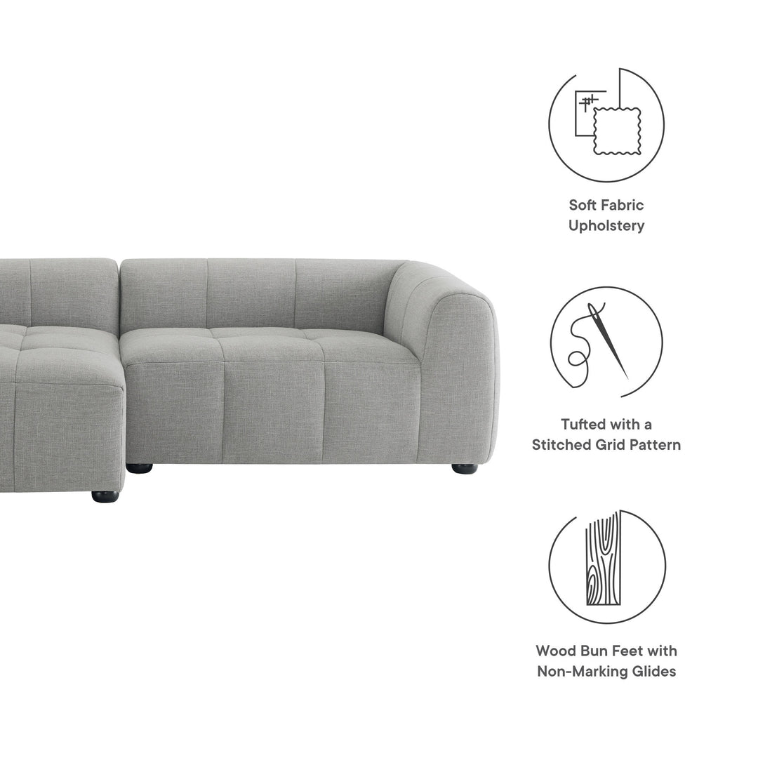 Liana Left-Facing Upholstered Fabric Modular Sofa with Chaise in Pewter