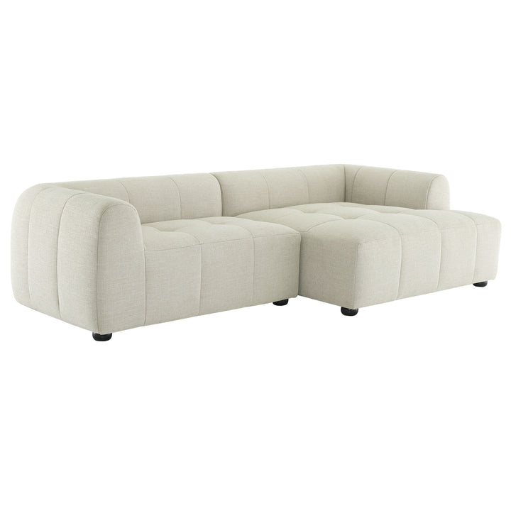 Liana Right-Facing Upholstered Fabric Modular Sofa with Chaise in Linen