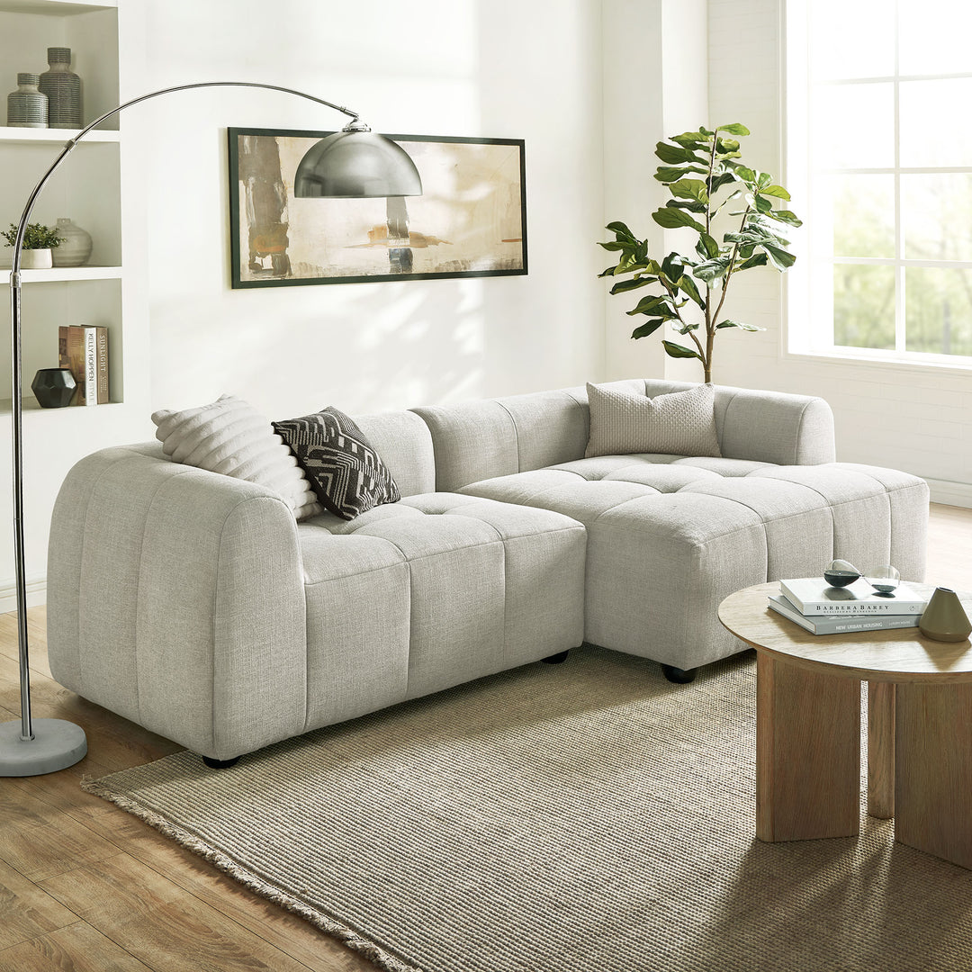 Liana Right-Facing Upholstered Fabric Modular Sofa with Chaise in Linen
