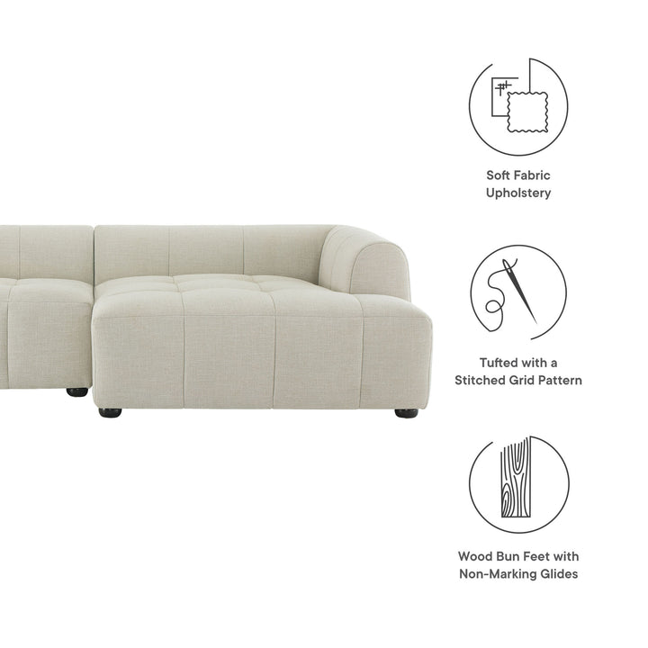 Liana Right-Facing Upholstered Fabric Modular Sofa with Chaise in Linen