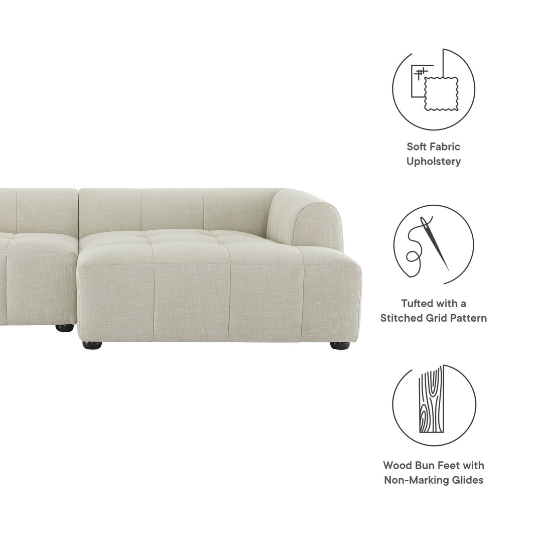 Liana Right-Facing Upholstered Fabric Modular Sofa with Chaise in Linen