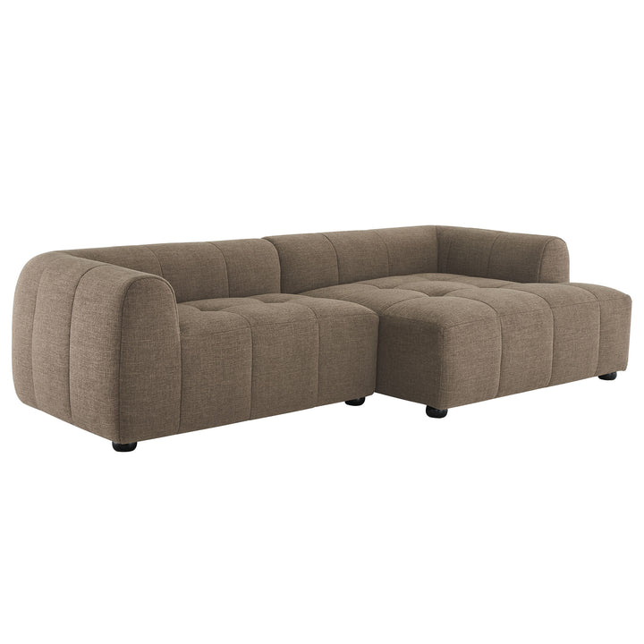 Liana Right-Facing Upholstered Fabric Modular Sofa with Chaise in Mocha